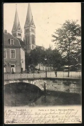 AK Osnabrück, Partie an der Hase, Herz-Jesu-Kirche