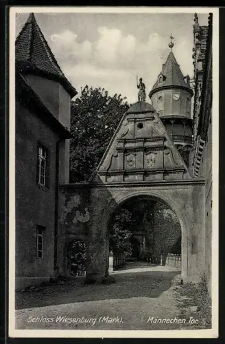 AK Wiesenburg /Mark, Schloss, Männechen Tor