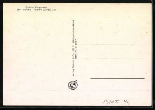 AK Mühlen / Oldenburg, Gasthof Krogmann, Aussenansicht, Gastraum, Saal