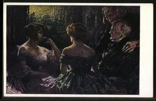 Künstler-AK Eine Plauderstunde bei Richard Wagner, Liszt