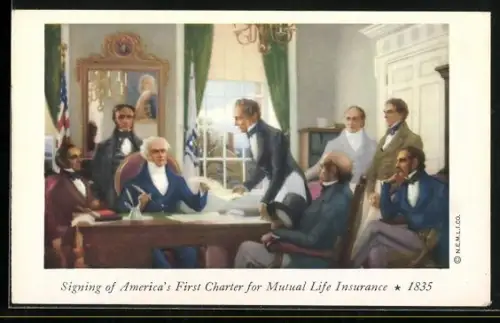 AK Signing of America`s First Charter for Mutual Life Insurance
