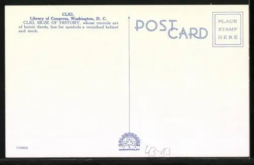 AK Washington D. C., Library of Congress, Clio, Muse of History