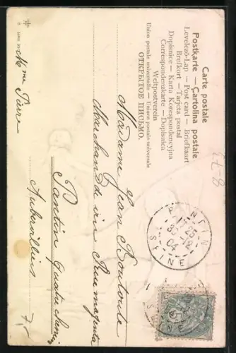 Präge-AK Zwei nackte Kinder mit einer Sektflasche, Neujahrsgruss