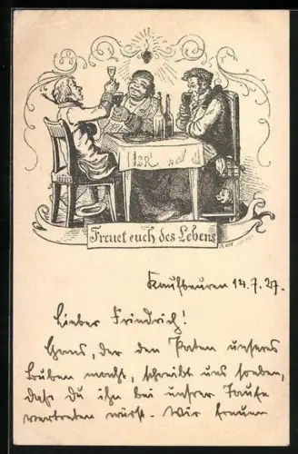 Künstler-AK Ludwig Richter: Freuet euch des Lebens, Zecher