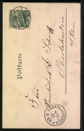 AK Moselblümchen, Frau in Tracht trinkt Wein