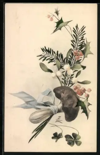 AK Champignon mit Zweigen