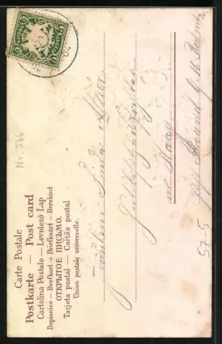 Präge-AK Champignon mit Margeriten und Kleeblättern