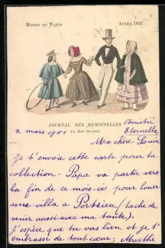Lithographie Paris, Journal des Demoiselles, 14, Rue Dronot, Mode 1832
