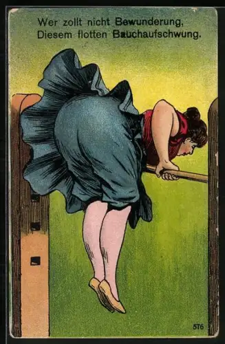 AK Turnerin am Reck bei einem Bauchaufschwung, Erotik