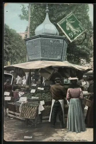 AK Marseille, Marchande coquillages, Markthändlerin