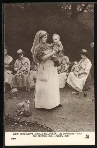 AK Salon de la Guerre, Camille Bellanger, Les Orphelins 1915, Kinderfürsorge