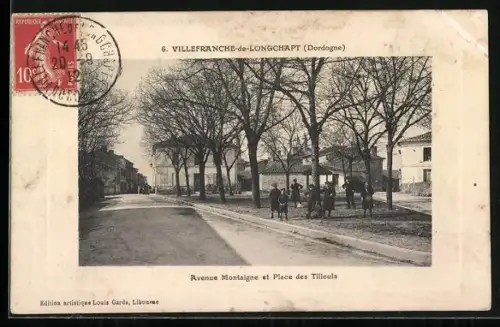 AK Villefranche-de-Longchapt /Dordogne, Avenue Montaigne et Place des Tilleuls