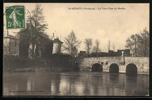 AK Ste-Aulaye /Dordogne, Le Vieux Pont du Moulin