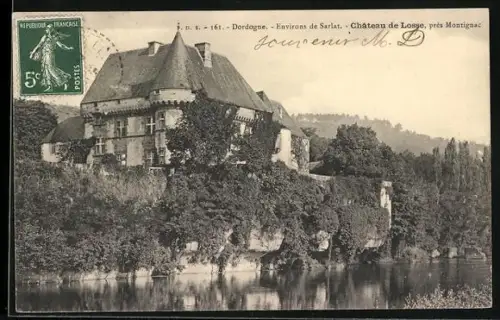 AK Montignac, Château de Losse sur la rivière Dordogne avec paysage environnant