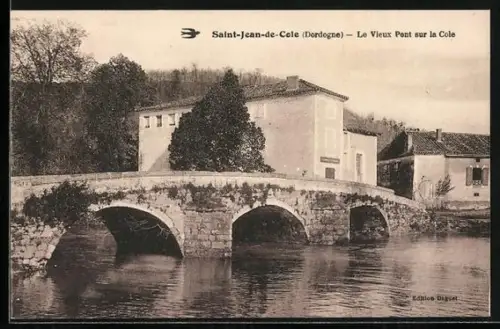 AK Saint-Jean-de-Cole /Dordogne, Le Vieux Pont sur la Cole