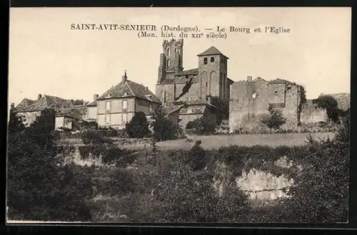 AK Saint-Avit-Sénieur /Dordogne, Le Bourg et l`Église