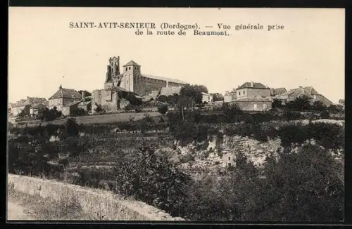 AK Saint-Avit-Sénieur /Dordogne, Vue générale prise de la route de Beaumont