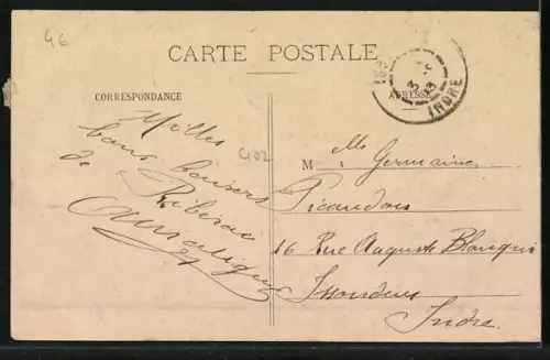 AK Ribérac, Vieille Église romane et chemin bordé d`arbres