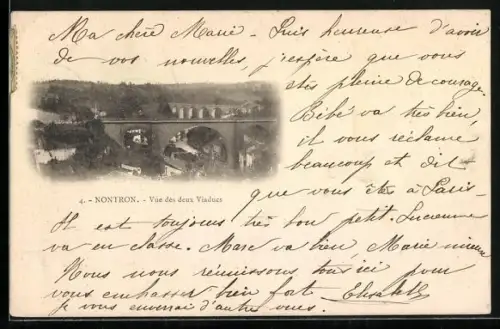 AK Nontron, Vue des deux Viaducs