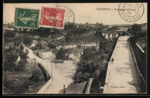 AK Nontron, Faubourg Salomon et viaduc en arrière-plan