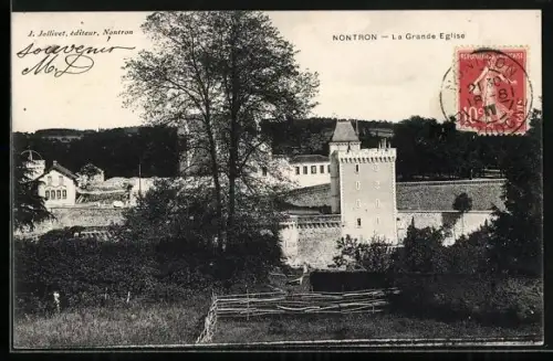 AK Nontron, La Grande Église et les remparts environnants