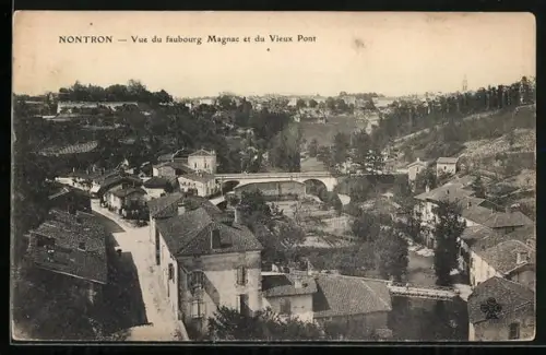 AK Nontron, Vue du faubourg Magnac et du Vieux Pont