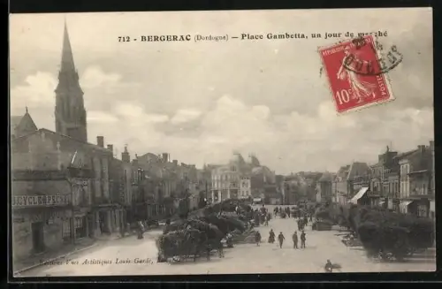AK Bergerac /Dordogne, Place Gambetta, un jour de marché