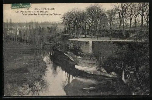 AK Bourdeilles, Les Promenades et la Dronne, vue prise des Remparts du Château