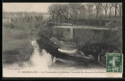 AK Bourdeilles, Les Promenades et la Dronne, Vue prise des Remparts du Château