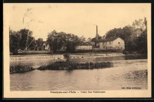 AK Montpon-sur-l`Isle, Usine des Moulinceaux et rivière en premier plan