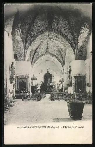 AK Saint-Avit-Sénieur /Dordogne, L`Église, XIIIe siècle