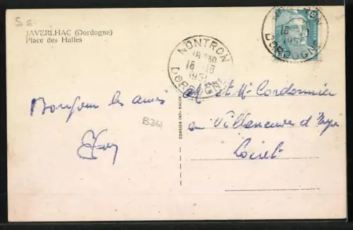 AK Javerlhac /Dordogne, Place des Halles et monument aux arbres