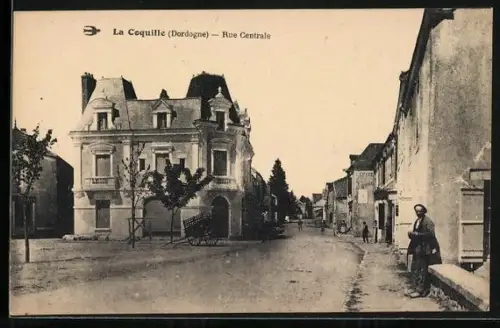 AK La Coquille /Dordogne, Rue Centrale
