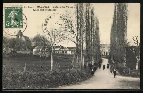 AK Calviac /Dordogne, Entrée du Village, Allée des Peupliers