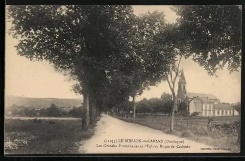 AK Le Buisson-de-Cadouin, Les Grandes-Promenades et l`Église, Route de Cadouin