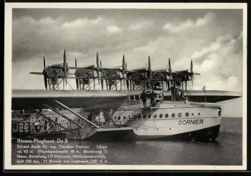 AK Wasserflugzeug Dornier Do X im Hafen