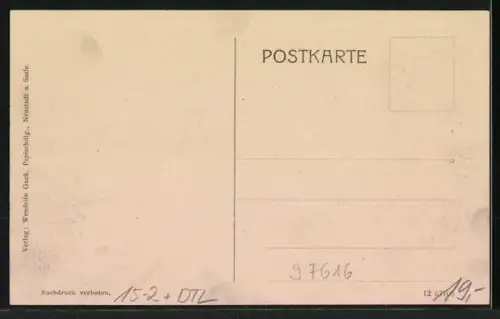 AK Neustadt a. Saale, Luftschiff Zeppelin in voller Fahrt über der Stadt