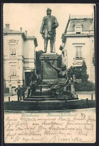 AK Wiesbaden, Bismarckdenkmal