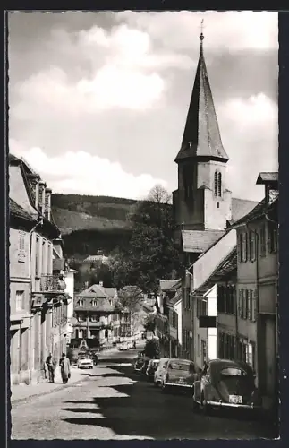 AK Königstein im Taunus, Strassenansicht mit Kirche