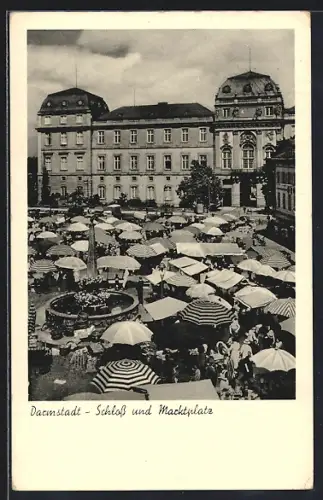 AK Darmstadt, Schloss und Marktplatz