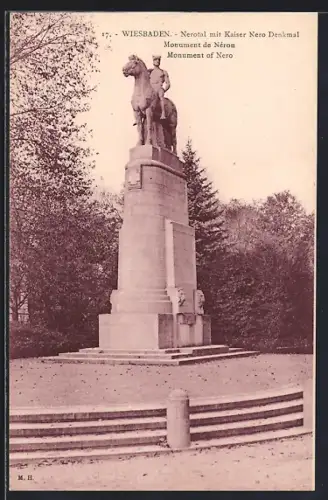 AK Wiesbaden, Nerotal mit Kaiser Nero Denkmal