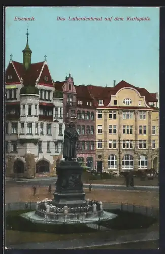 AK Eisenach, Lutherdenkmal auf dem Karlsplatz