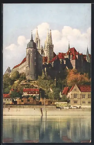 AK Meissen, Albrechtsburg, Dom, Elbseite