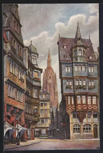 Künstler-AK Alt-Frankfurt, Alter Markt mit Dom