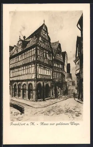 Künstler-AK Frankfurt a. M., Haus zur goldenen Wage