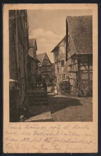 AK Bad Wildungen, Fachwerkhäuser in der Altstadt