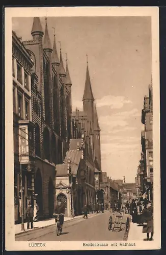 AK Lübeck, Breitestrasse mit Rathaus