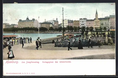 AK Hamburg-Neustadt, Jungfernstieg, Anlegeplatz der Alsterboote
