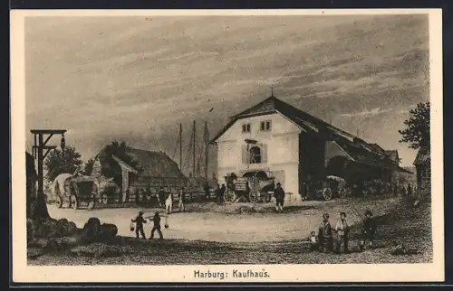 Künstler-AK Hamburg-Harburg, Kaufhaus in Alt-Harburg