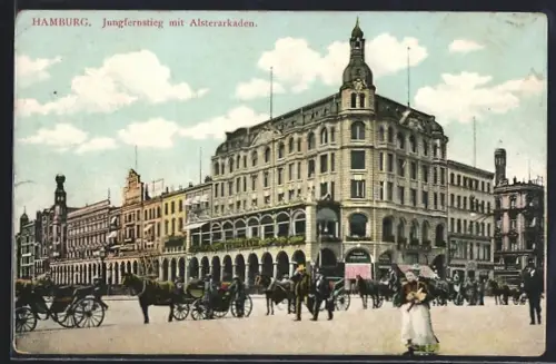 AK Hamburg, Jungfernstieg, Alsterarkaden